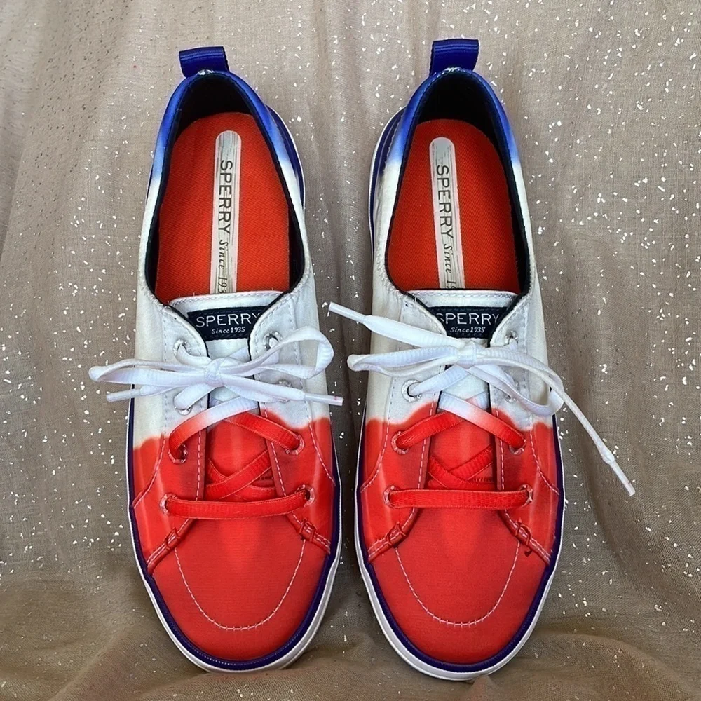 Brand New Sperry x Popsicle Red White & Blue Patriotic American Lace Up Sneakers